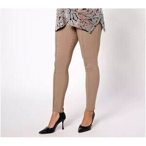LOGO by Lori Goldstein AnyWEAR Stretch Stirrup Pant Fossil Tan Petit XXS A627807